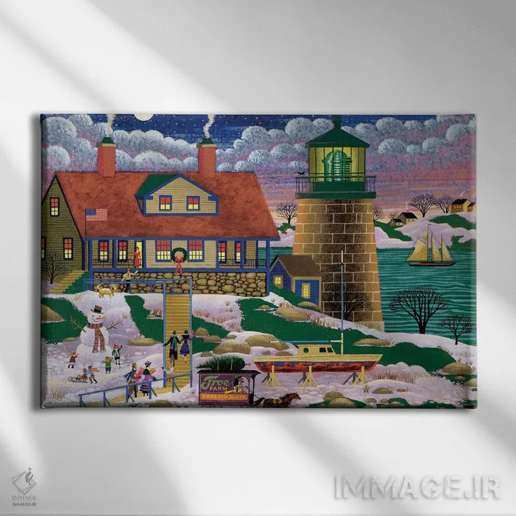 تابلو دکوراتیو مادربزرگ و پدربزرگ در کریسمس اثر هرونیم - نمای روبهرو روی دیوار