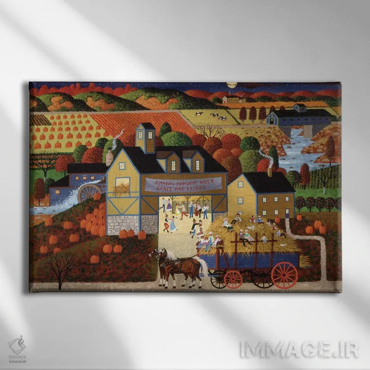 تابلو دکوراتیو رقص ماه برداشت اثر هرونیم - نمای روبهرو روی دیوار