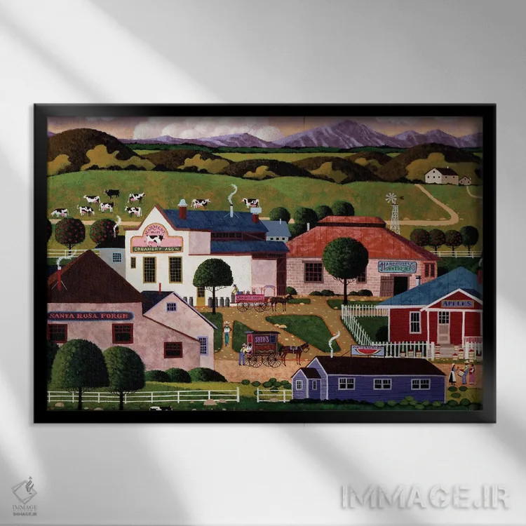 تابلو دکوراتیو آرامش و هماهنگی اثر هرونیم - نمای قابدار مشکی