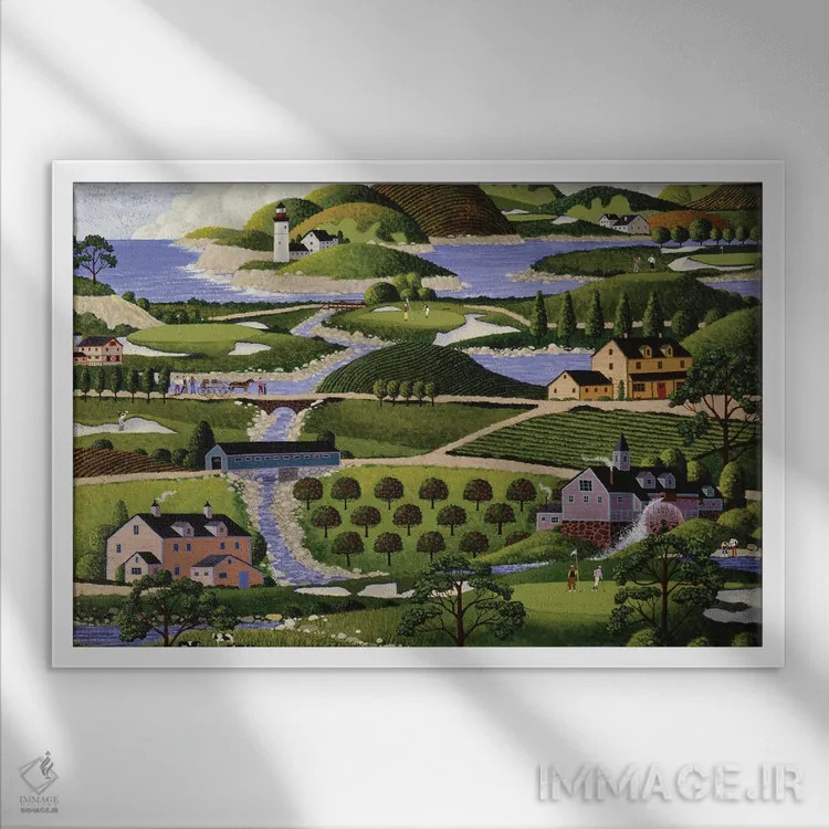 تابلو دکوراتیو گلف در فلات مرتفع اثر هرونیم - نمای قابدار سفید