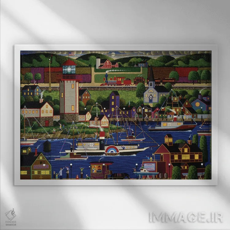 تابلو دکوراتیو کارناوال قایق تعطیلات اثر هرونیم - نمای قابدار سفید