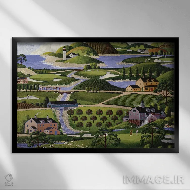 تابلو دکوراتیو گلف در فلات مرتفع اثر هرونیم - نمای قابدار مشکی