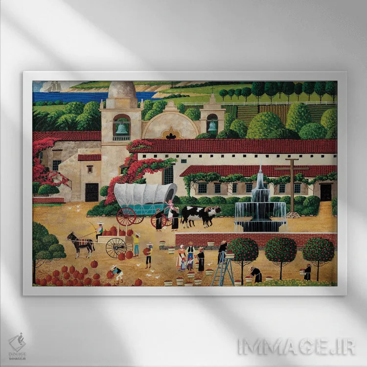 تابلو دکوراتیو برداشت محصول در کلیسا اثر هرونیم - نمای قابدار سفید