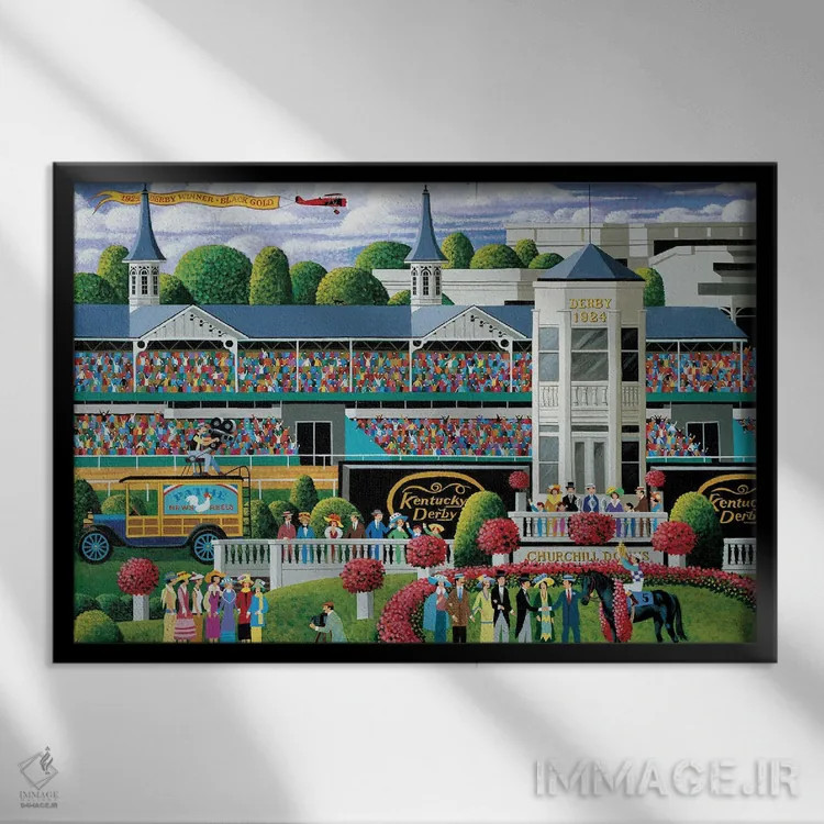 تابلو دکوراتیو دایره قهرمانان دربی کنتاکی اثر هرونیم - نمای قابدار مشکی