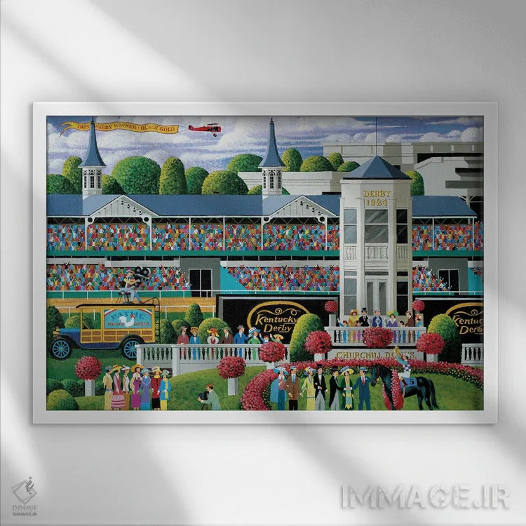 تابلو دکوراتیو دایره قهرمانان دربی کنتاکی اثر هرونیم - نمای قابدار سفید