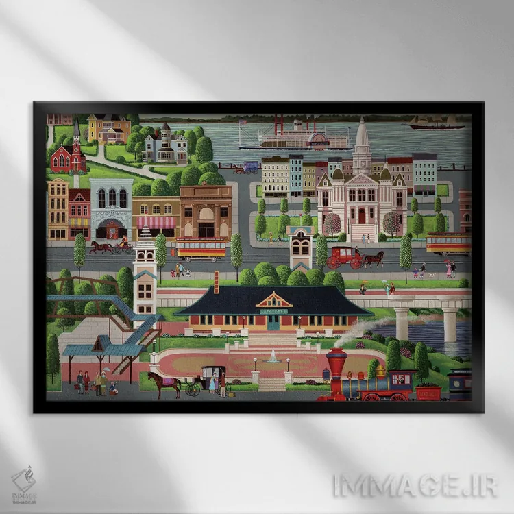 تابلو دکوراتیو Indiana,لافایت، ایندیانا اثر هرونیم - نمای قابدار مشکی