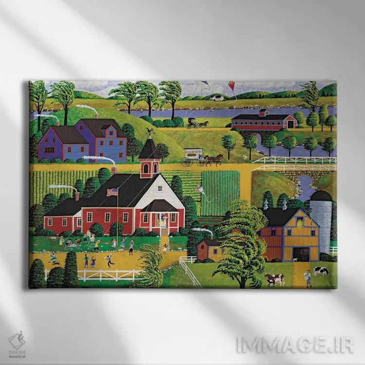 تابلو دکوراتیو بادبادک بازی هنگام زنگ تفریح اثر هرونیم - نمای روبهرو روی دیوار