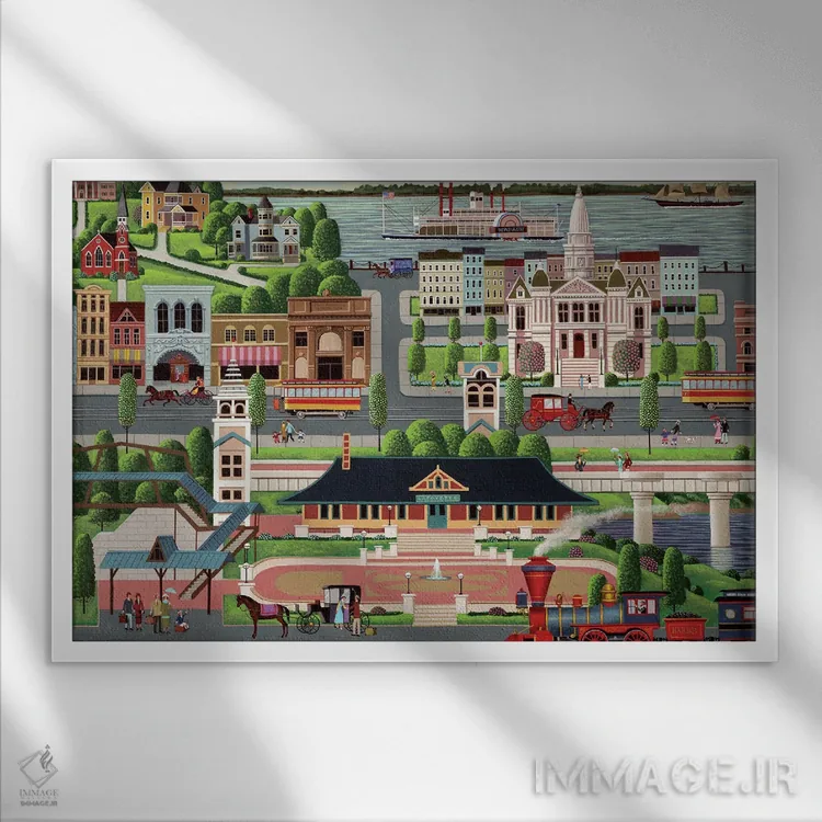 تابلو دکوراتیو Indiana,لافایت، ایندیانا اثر هرونیم - نمای قابدار سفید