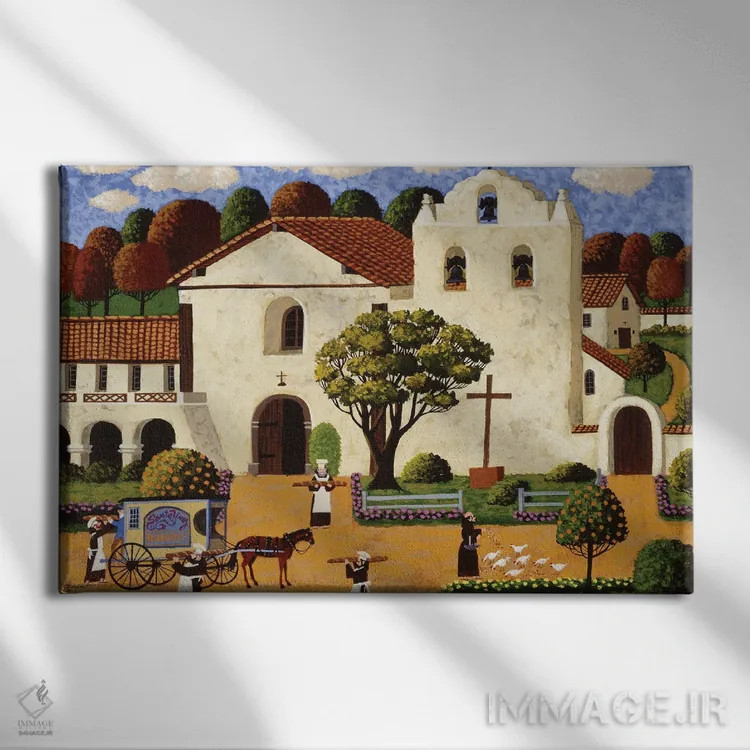 تابلو دکوراتیو قرص های نان از کلیسا اثر هرونیم - نمای روبهرو روی دیوار