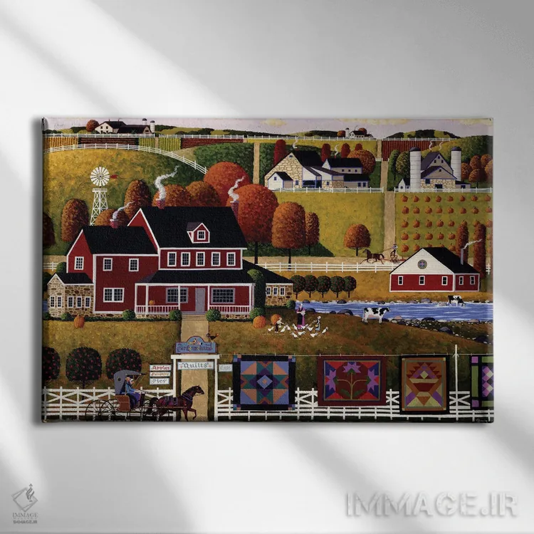 تابلو دکوراتیو فروش لحاف آمیش اثر هرونیم - نمای روبهرو روی دیوار