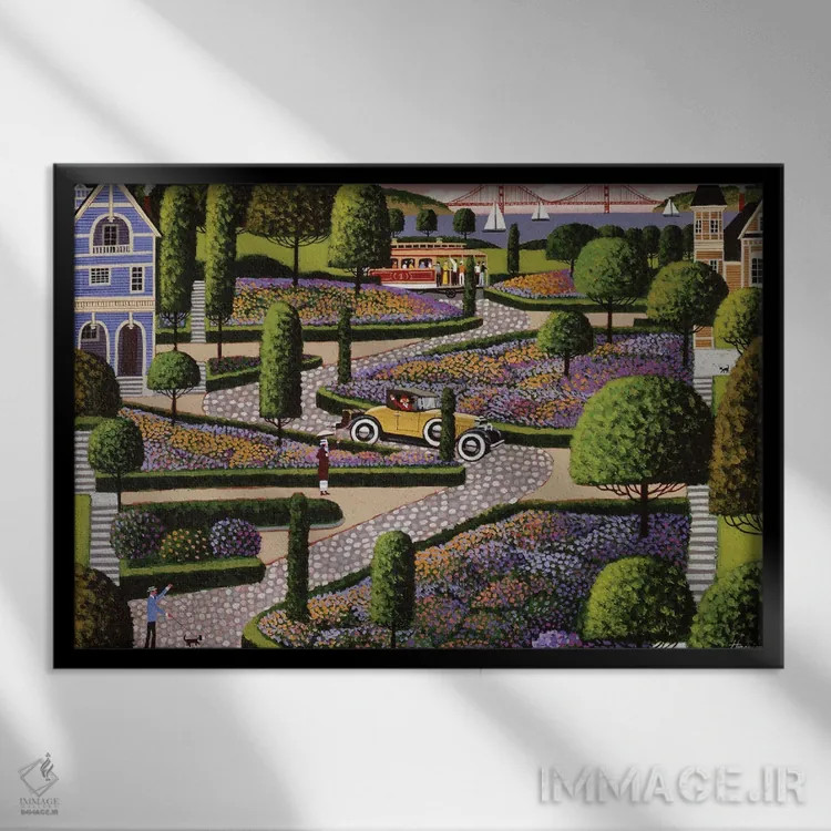 تابلو دکوراتیو خیابان لومبارد اثر هرونیم - نمای قابدار مشکی