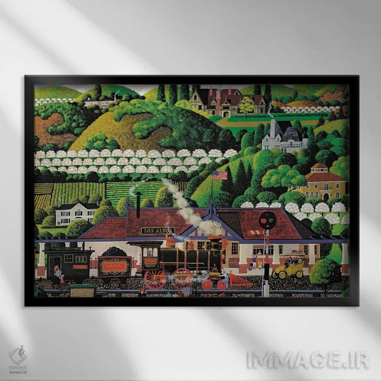 تابلو دکوراتیو ایستگاه قطار لوس آلتوس اثر هرونیم - نمای قابدار مشکی
