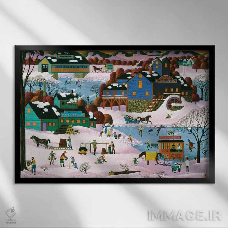 تابلو دکوراتیو تولید شیره افرا اثر هرونیم - نمای قابدار مشکی