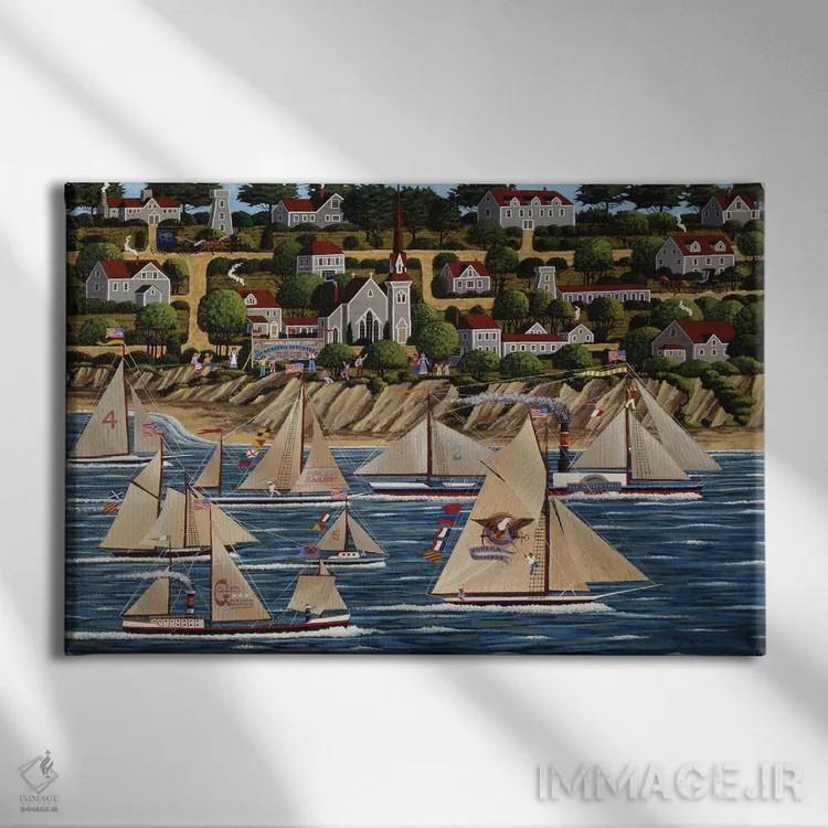 تابلو دکوراتیو مسابقه قایق رانی مندوسینو اثر هرونیم - نمای روبهرو روی دیوار