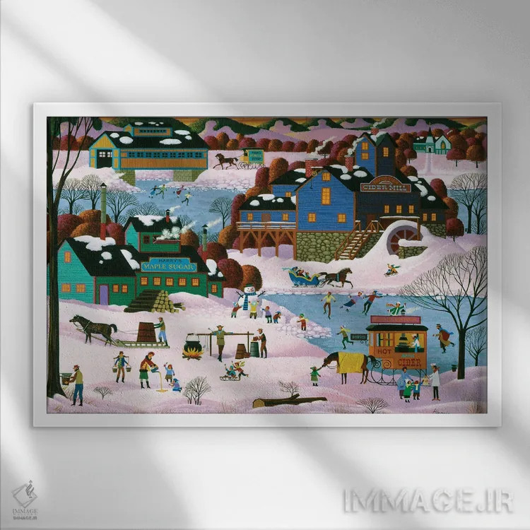 تابلو دکوراتیو تولید شیره افرا اثر هرونیم - نمای قابدار سفید