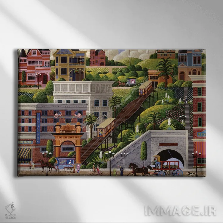 تابلو دکوراتیو تله کابین فرشتگان اثر هرونیم - نمای روبهرو روی دیوار