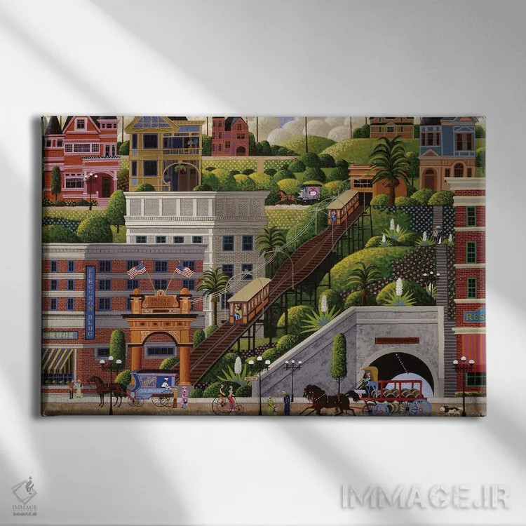 تابلو دکوراتیو تله کابین فرشتگان اثر هرونیم - نمای روبهرو روی دیوار