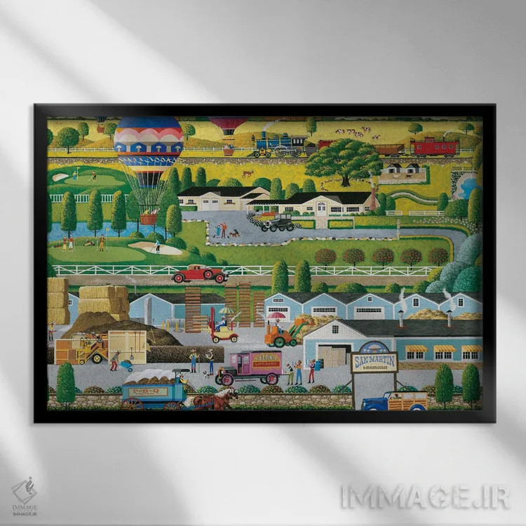 تابلو دکوراتیو مزرعه قارچ اثر هرونیم - نمای قابدار مشکی