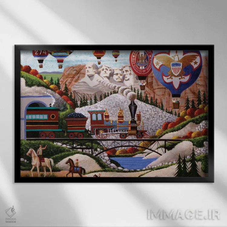 تابلو دکوراتیو کوه راشمور در نسخه پیشاهنگان پسر اثر هرونیم - نمای قابدار مشکی