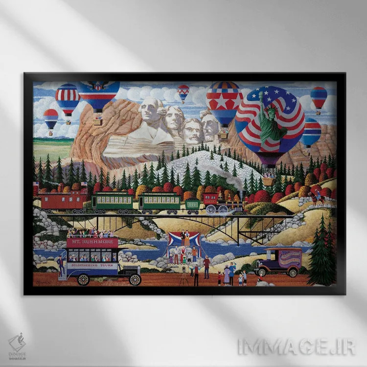 تابلو دکوراتیو کوه راشمور اثر هرونیم - نمای قابدار مشکی