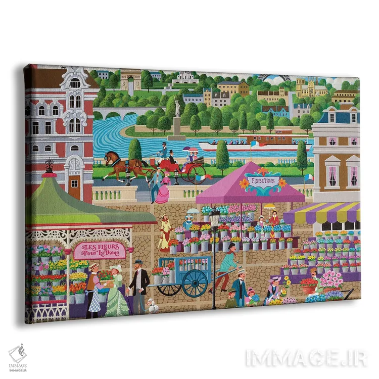 تابلو دکوراتیو بازار گل پاریس اثر هرونیم - نمای پرسپکتیو محصول