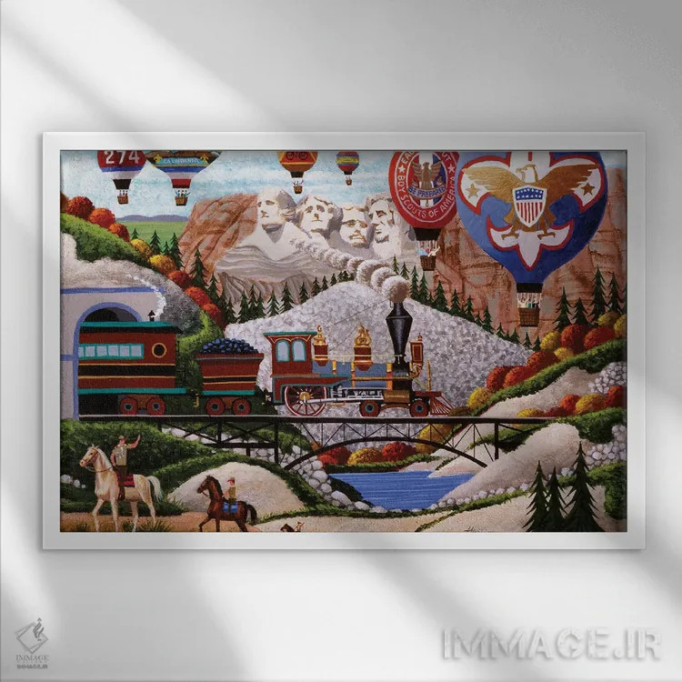 تابلو دکوراتیو کوه راشمور در نسخه پیشاهنگان پسر اثر هرونیم - نمای قابدار سفید