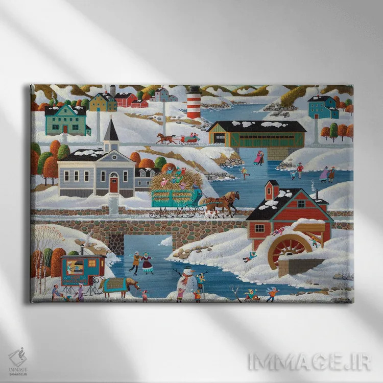 تابلو دکوراتیو زمستان در نیوانگلند اثر هرونیم - نمای روبهرو روی دیوار