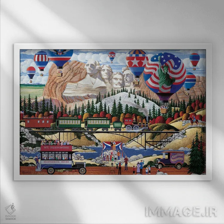تابلو دکوراتیو کوه راشمور اثر هرونیم - نمای قابدار سفید
