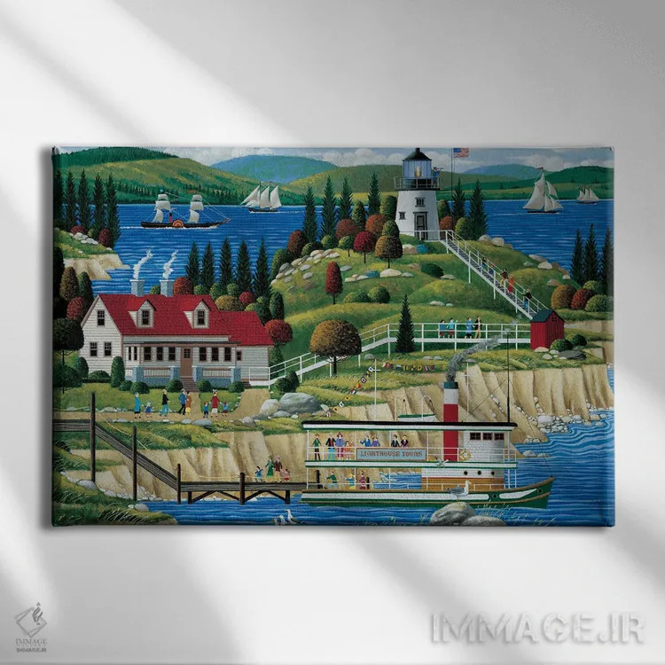 تابلو دکوراتیو فانوس دریایی اوولز هد اثر هرونیم - نمای روبهرو روی دیوار