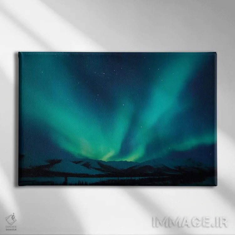 تابلو دکوراتیو Brooks Range, Alaska, USA,شفق قطبی بر فراز کوه های اندیکات، رشته… اثر هیو رز - نمای روبهرو روی دیوار