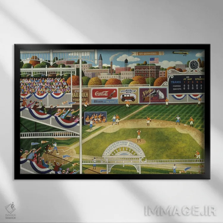 تابلو دکوراتیو در بازی قدیمی بیسبال اثر هرونیم - نمای قابدار مشکی