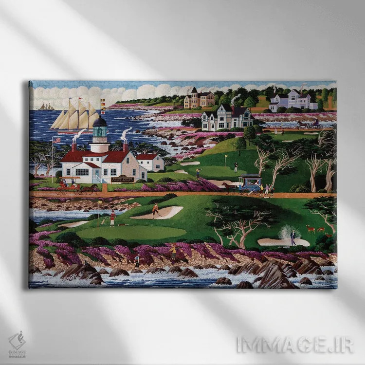 تابلو دکوراتیو زمین گلف پاسیفیک گروو اثر هرونیم - نمای روبهرو روی دیوار