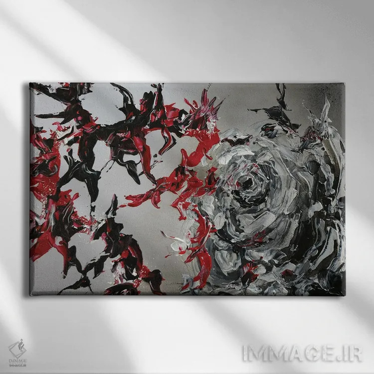تابلو انتزاعی رز سفید انتزاعی یکم اثر اندرو هار - نمای روبهرو روی دیوار