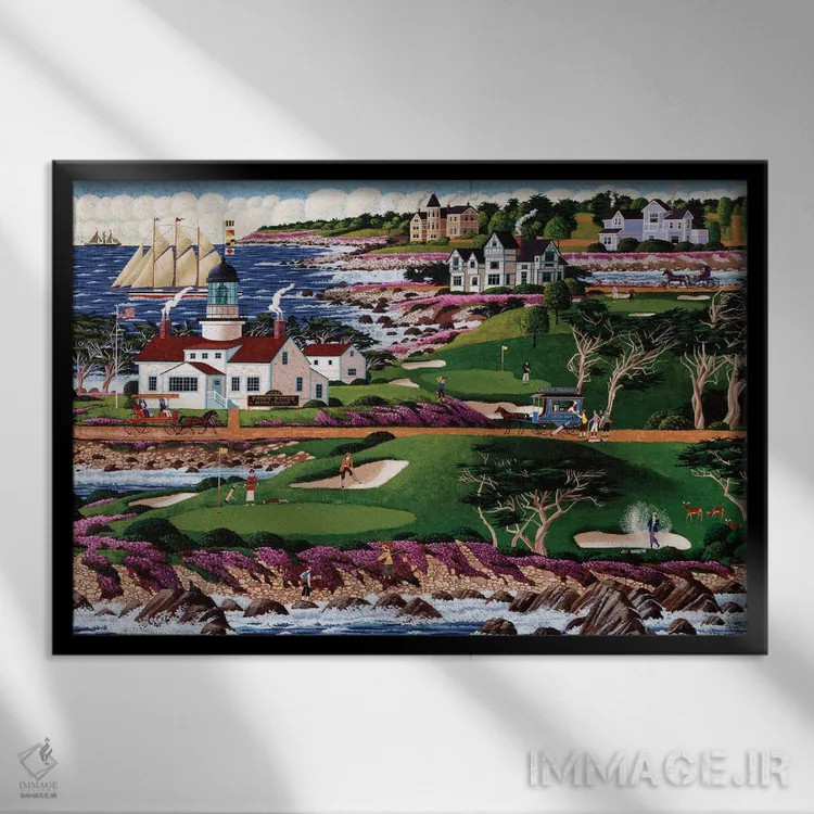 تابلو دکوراتیو زمین گلف پاسیفیک گروو اثر هرونیم - نمای قابدار مشکی