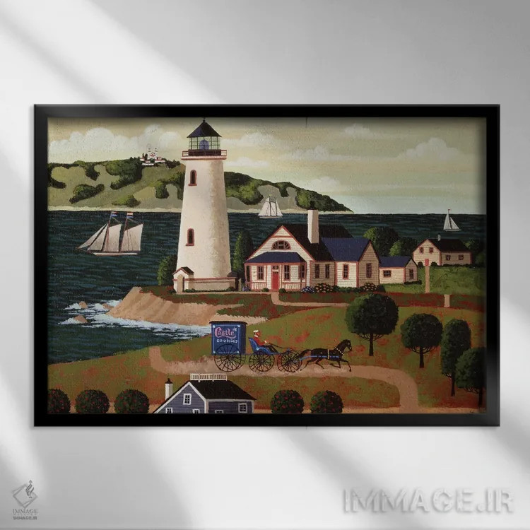 تابلو دکوراتیو فانوس دریایی پیدراس بلانکاس اثر هرونیم - نمای قابدار مشکی