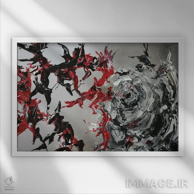 تابلو انتزاعی رز سفید انتزاعی یکم اثر اندرو هار - نمای قابدار سفید