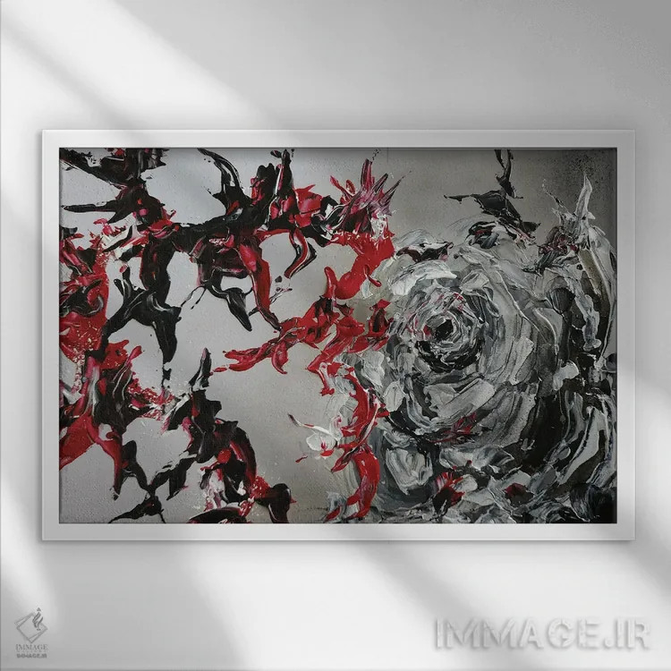 تابلو انتزاعی رز سفید انتزاعی یکم اثر اندرو هار - نمای قابدار سفید
