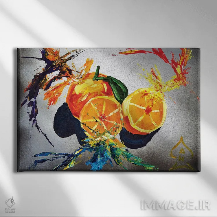 تابلو دکوراتیو انفجار نارنجی اثر اندرو هار - نمای روبهرو روی دیوار
