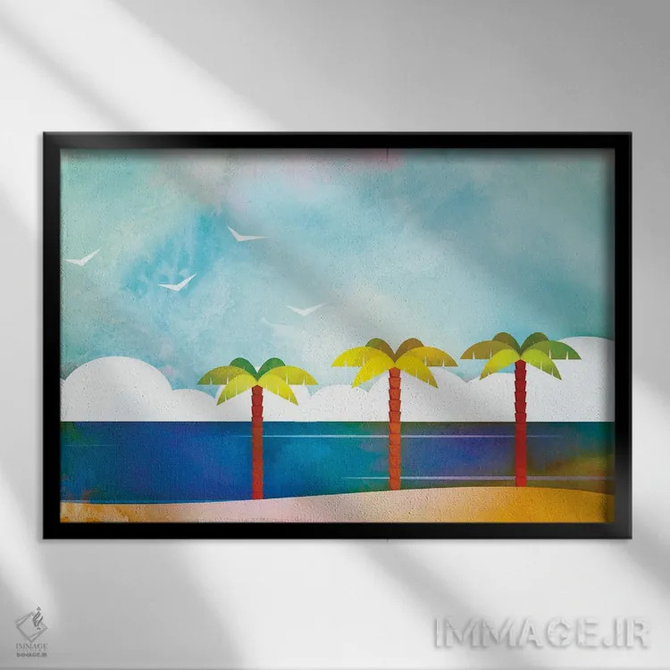 تابلو دکوراتیو نسیم دریایی استوایی اثر آندریا هازه - نمای قابدار مشکی