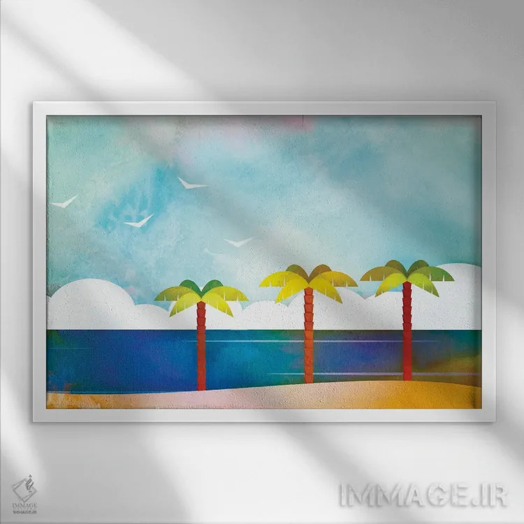 تابلو دکوراتیو نسیم دریایی استوایی اثر آندریا هازه - نمای قابدار سفید