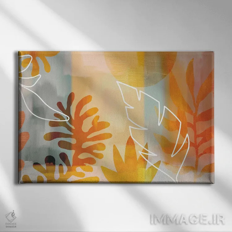 تابلو انتزاعی گیاهان استوایی اثر آندریا هازه - نمای روبهرو روی دیوار