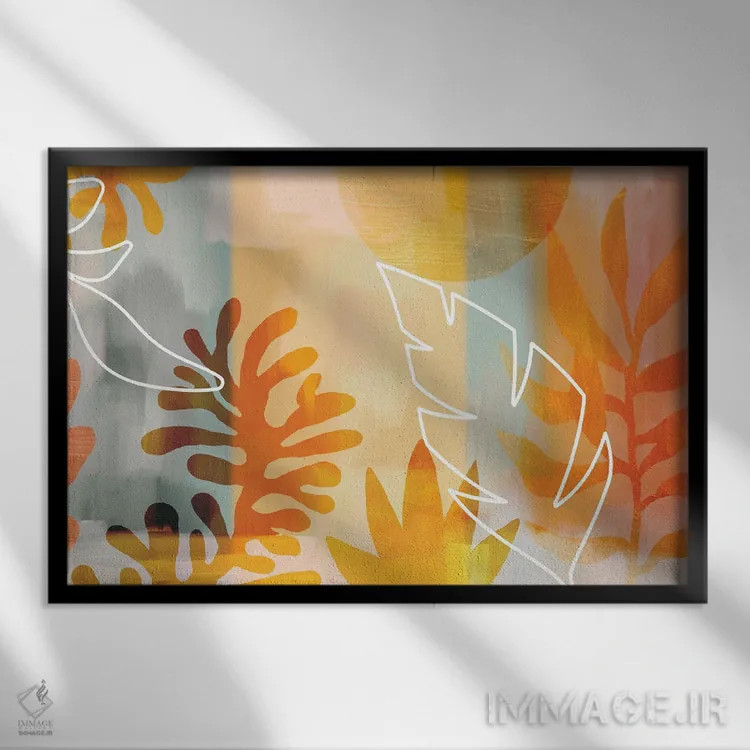 تابلو انتزاعی گیاهان استوایی اثر آندریا هازه - نمای قابدار مشکی