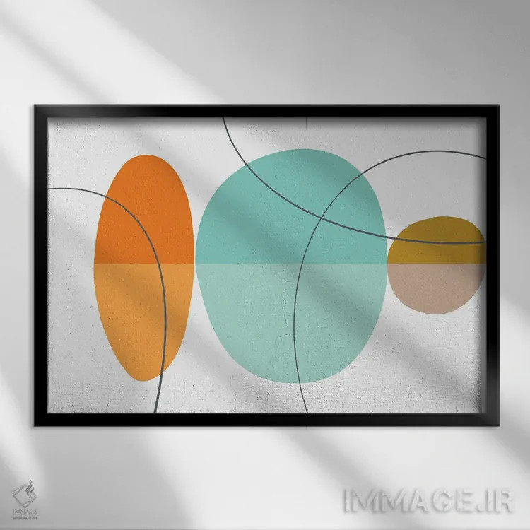 تابلو انتزاعی اشکال قدیمی اثر آندریا هازه - نمای قابدار مشکی