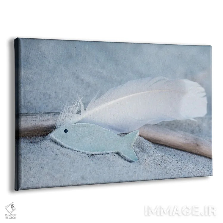 تابلو دکوراتیو ساحل با پر ماهی اثر آندریا هازه - نمای پرسپکتیو محصول