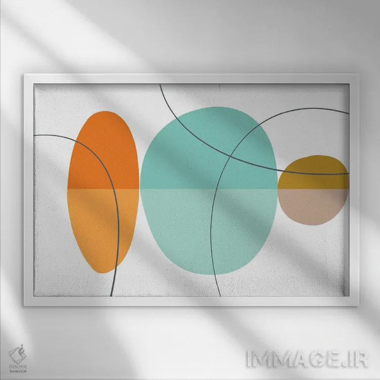 تابلو انتزاعی اشکال قدیمی اثر آندریا هازه - نمای قابدار سفید