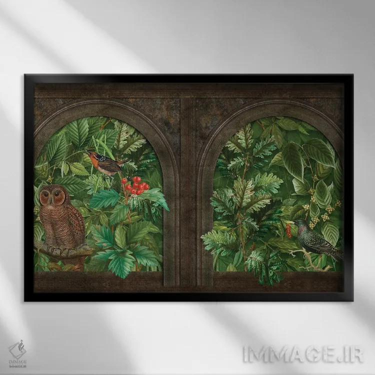 تابلو دکوراتیو پنجره قلعه مرموز اثر آندریا هازه - نمای قابدار مشکی