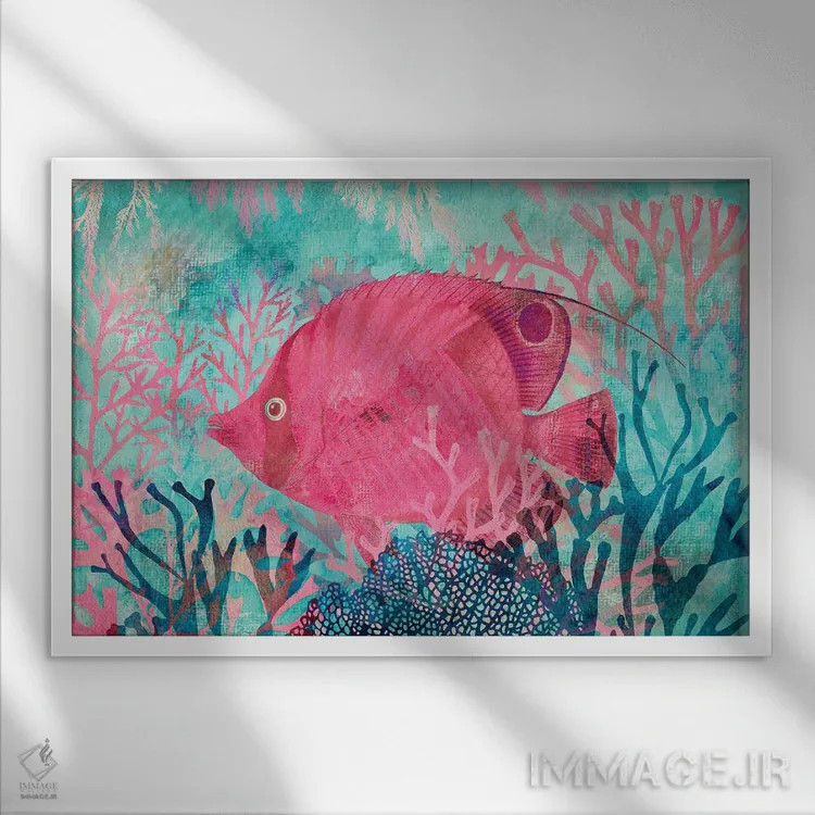 تابلو دکوراتیو بهشت اعماق دریا اثر آندریا هازه - نمای قابدار سفید