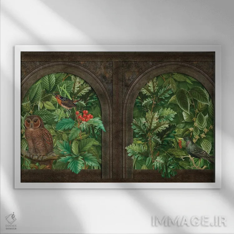 تابلو دکوراتیو پنجره قلعه مرموز اثر آندریا هازه - نمای قابدار سفید