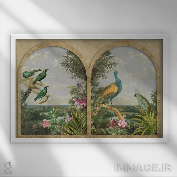 تابلو دکوراتیو پنجره با منظره اثر آندریا هازه - نمای قابدار سفید