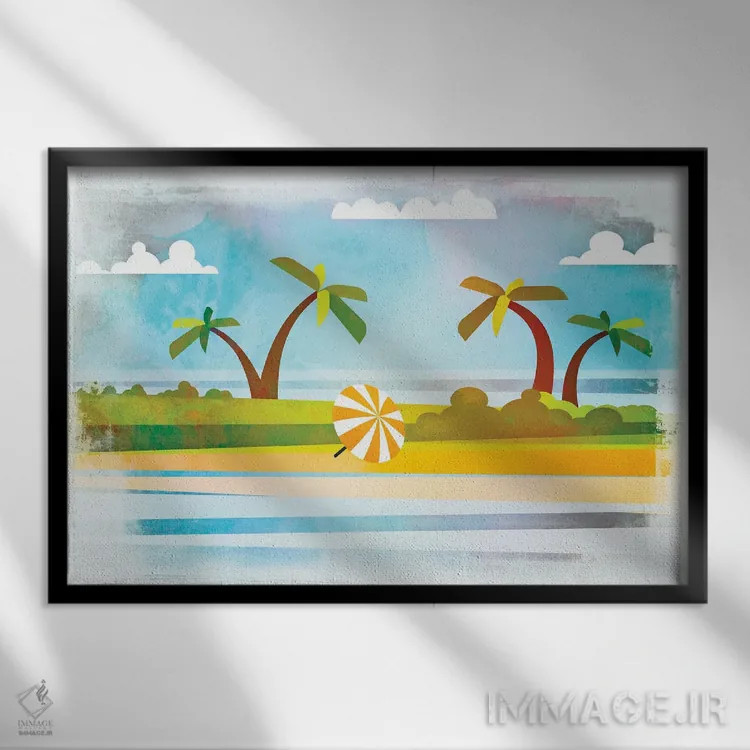 تابلو دکوراتیو روز ساحلی استوایی اثر آندریا هازه - نمای قابدار مشکی